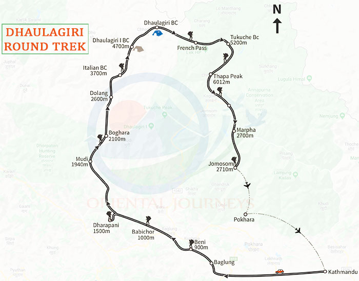 Dhaulagiri Trekking Route Map