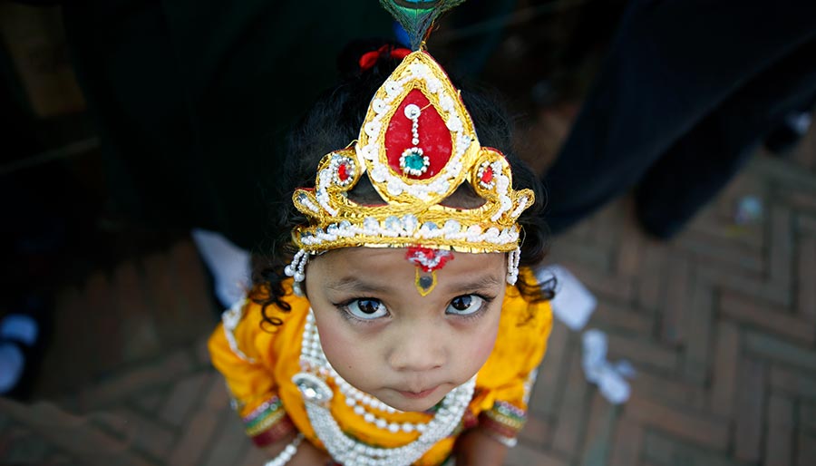 A Kid disguised as Lord Krishna - Krishna Janmashtami